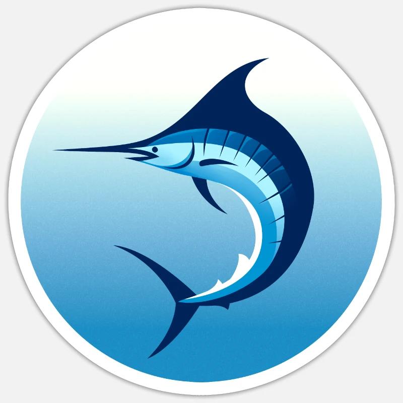 Marlin élégant - Sticker taille S (10 x 10 cm) - blanc mat