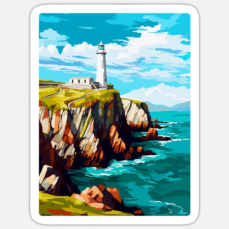 South Stack Cliffs Anglesey Vintage Reiseposter Sticker Größe S (10 x 10 cm)
