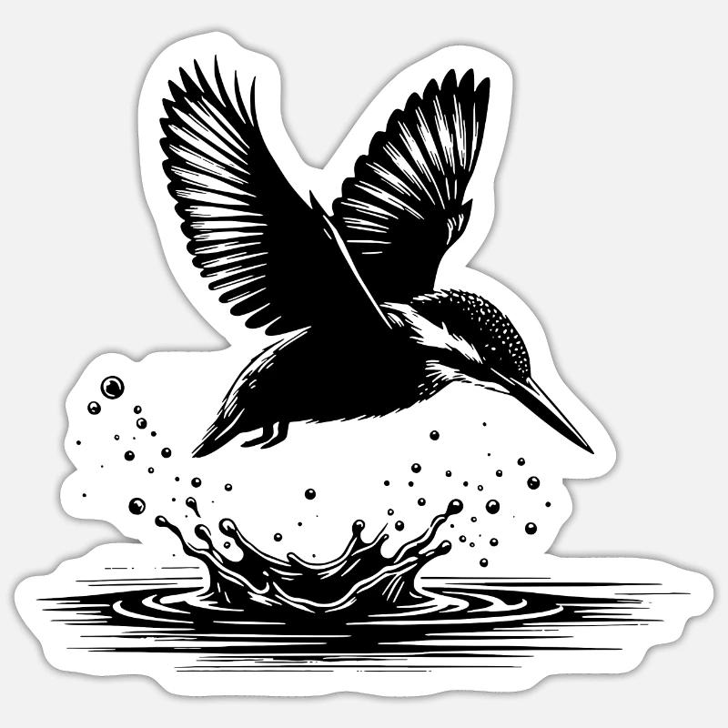 Kingfisher catching fish Sticker size S (10 x 10 cm)