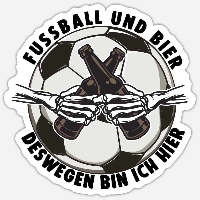 Fussball und Bier Trinkspruch Sticker Größe S (10 x 10 cm)