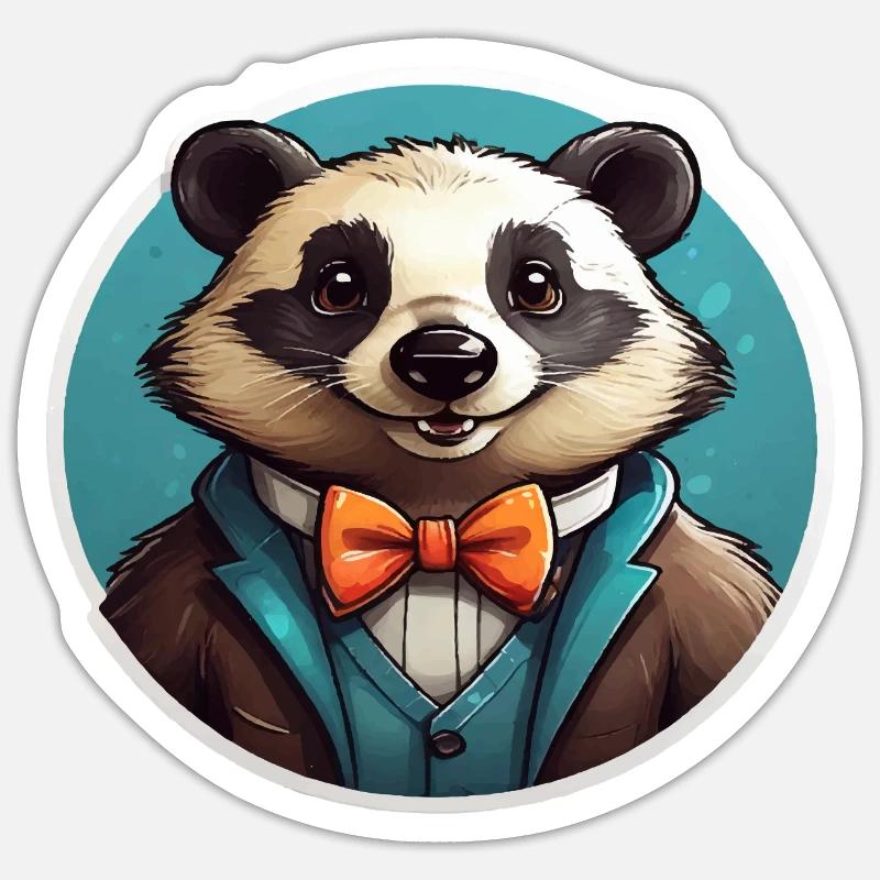 Drôle d’ours panda - Sticker taille S (10 x 10 cm) - blanc mat