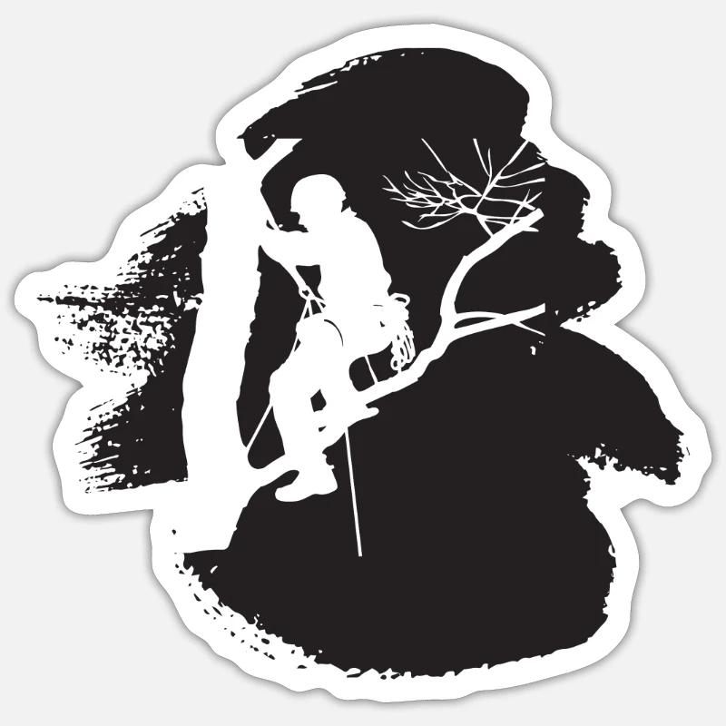 Kletteraffe Steigeisen Kletterer - Sticker Größe S (10 x 10 cm) - Mattweiß