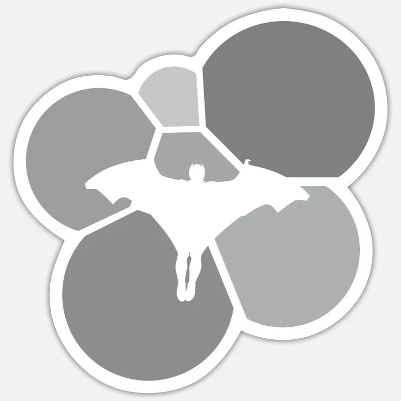 Wingsuit Flying Base Jumping - Sticker size S (10 x 10 cm) - white matte