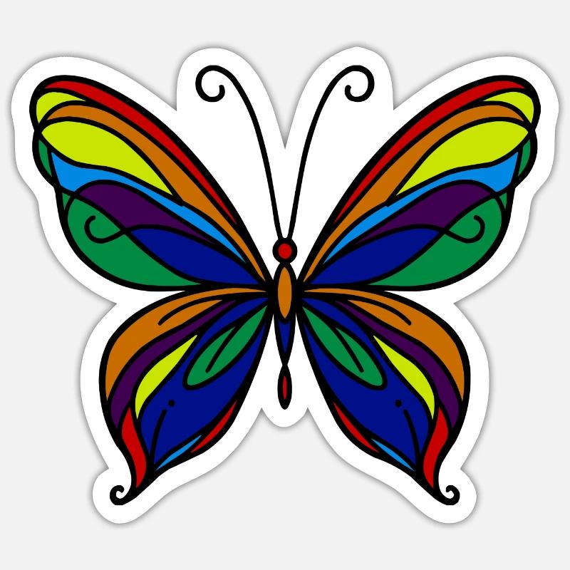 Papillon - Sticker taille S (10 x 10 cm) - blanc mat