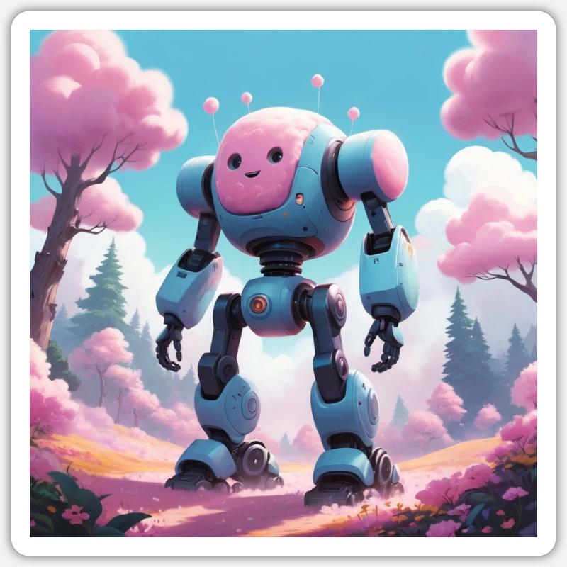 Robot - Sticker Größe S (10 x 10 cm) - Mattweiß