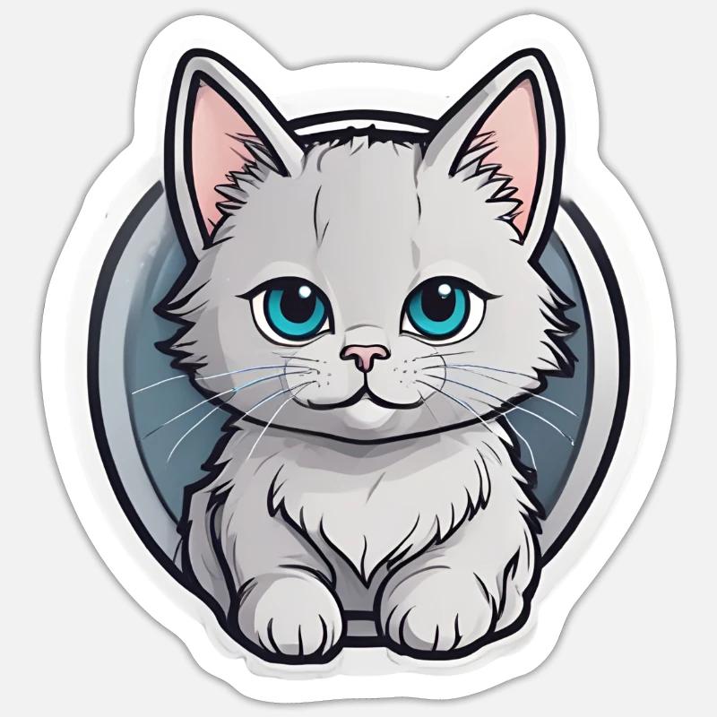 bébé chat - Sticker taille S (10 x 10 cm) - blanc mat