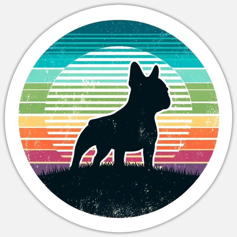 Bouledogue français - Sticker taille S (10 x 10 cm) - blanc mat