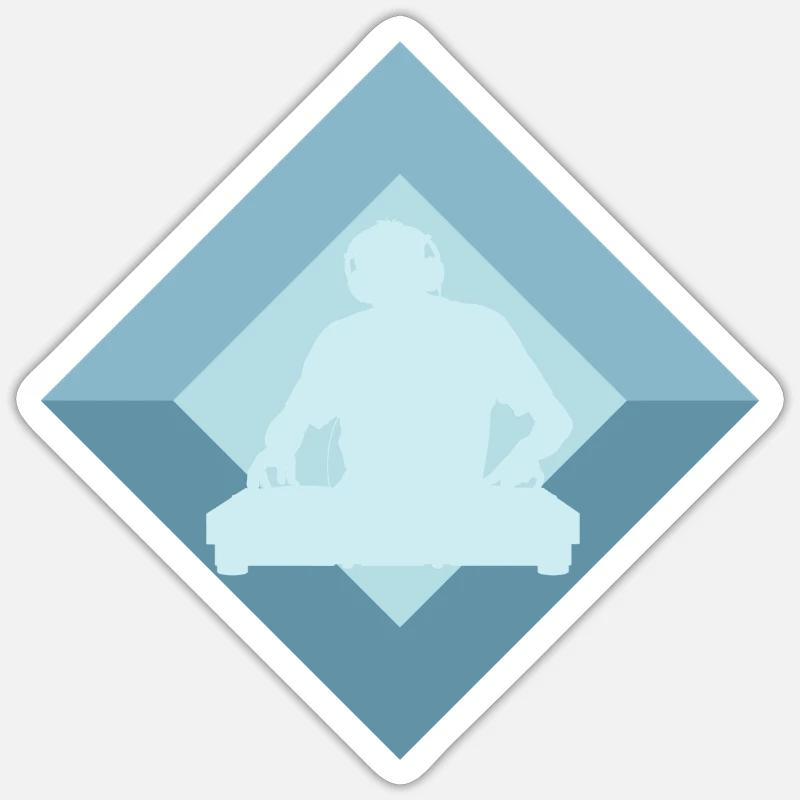 DJ Techno Trance - Sticker taille S (10 x 10 cm) - blanc mat