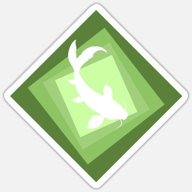Pêche aux carpes koï - Sticker taille S (10 x 10 cm) - blanc mat