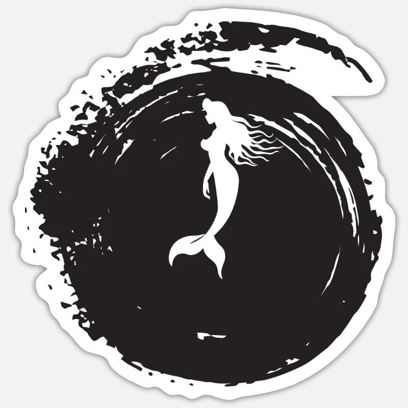 Sirène Neptune - Sticker taille S (10 x 10 cm) - blanc mat