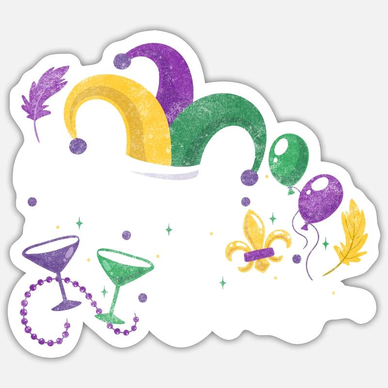 Karneval Feier Bunt - Sticker Größe S (10 x 10 cm) - Mattweiß