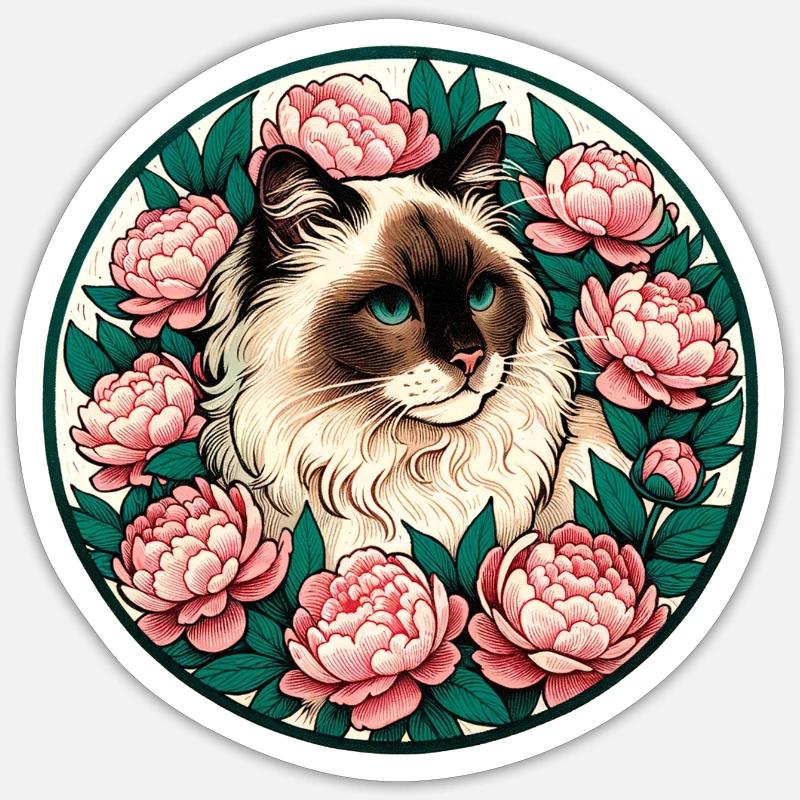 Chat de race Ragdoll Sticker taille S (10 x 10 cm)