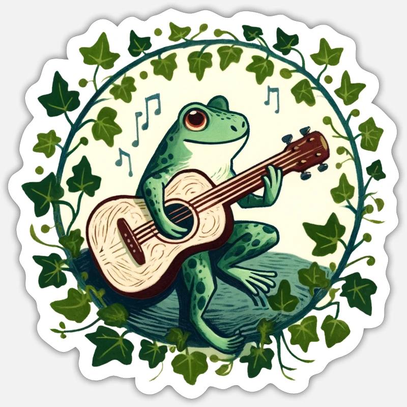 Guitar Frog - Sticker size S (10 x 10 cm) - white matte