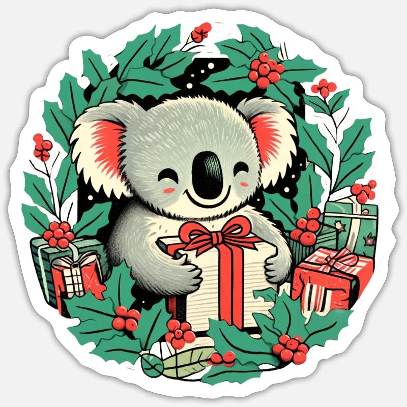 Christmas koala Bear - Sticker size S (10 x 10 cm) - white matte