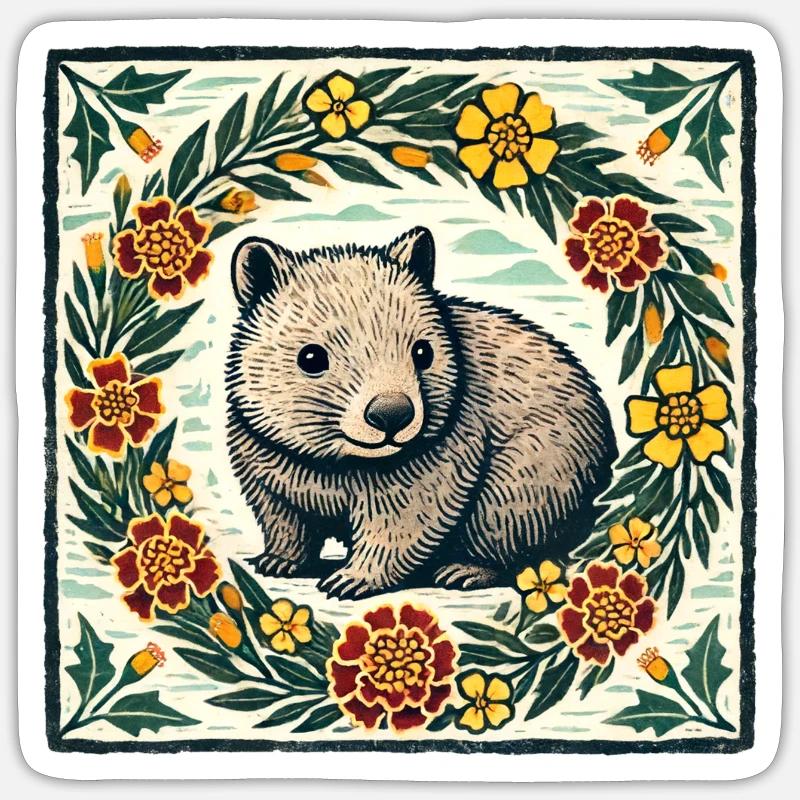 Wombat - Sticker taille S (10 x 10 cm) - blanc mat