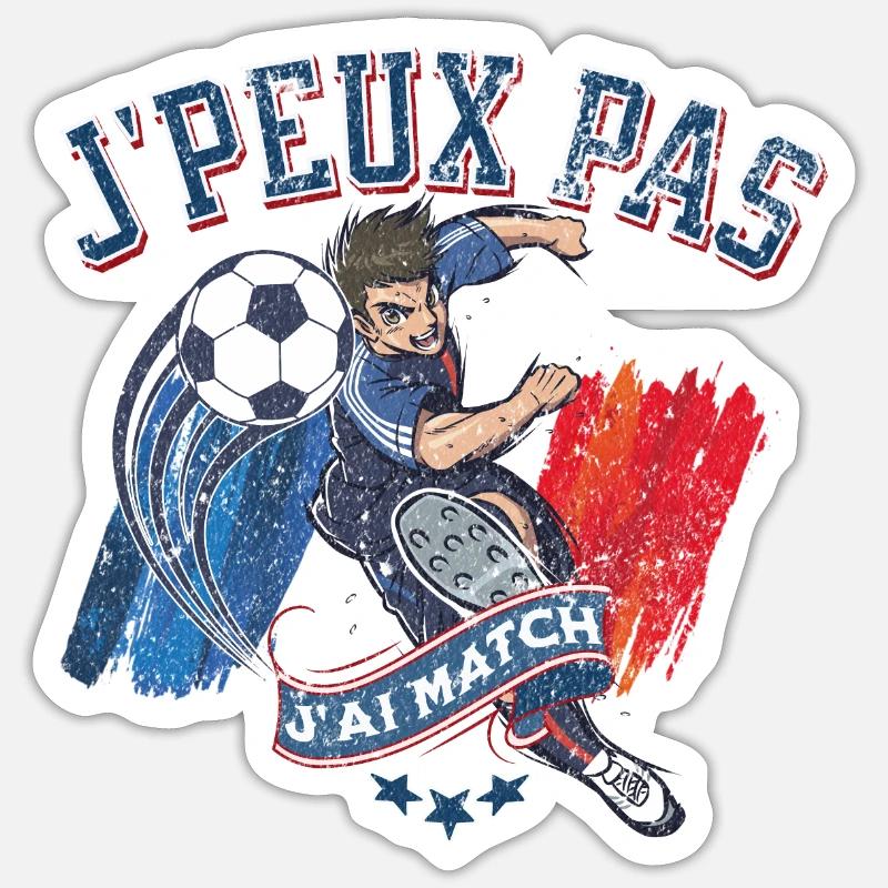 J peux pas j ai match 1 - Sticker taille S (10 x 10 cm) - blanc mat