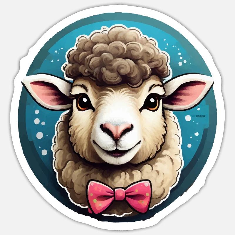 Lustiges Schaf Comic - Sticker Größe S (10 x 10 cm) - Mattweiß