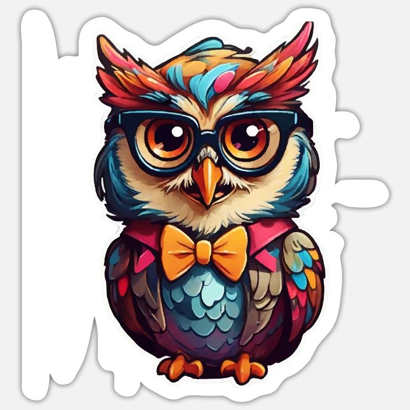 Lustige Eule Comic Sticker Größe S (10 x 10 cm)