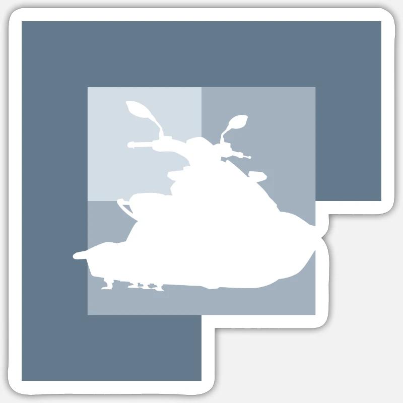 Wasserski Boot Motorboot - Sticker Größe S (10 x 10 cm) - Mattweiß