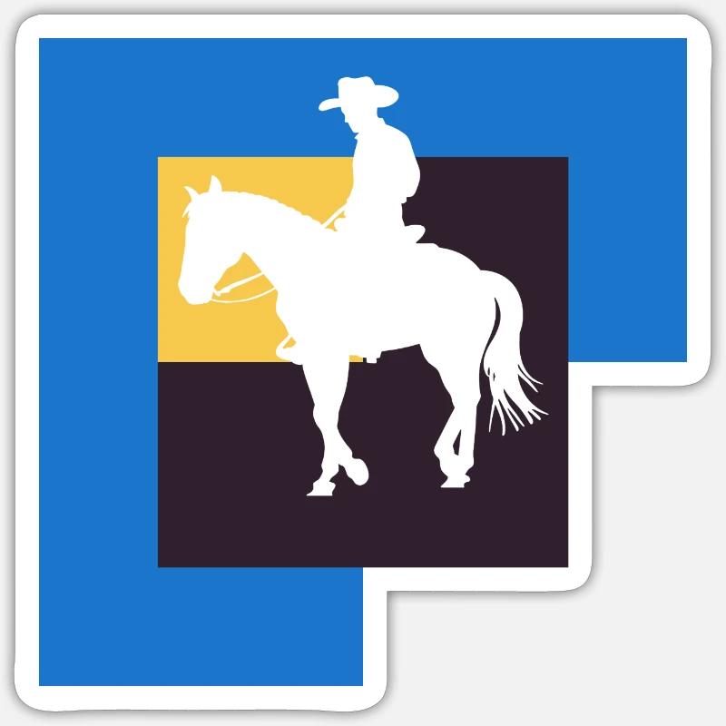 Selle de cow-boy - Sticker taille S (10 x 10 cm) - blanc mat