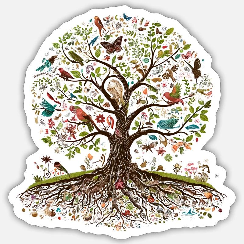 Lebendiger Lebensbaum Sticker Größe S (10 x 10 cm)