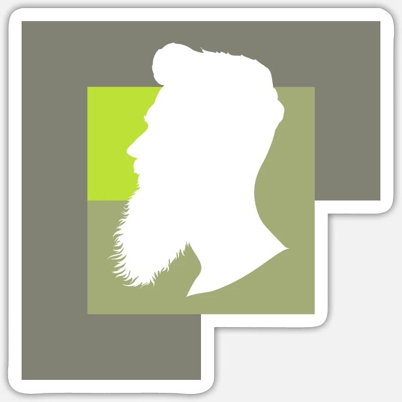 Moustache Hipster Ours - Sticker taille S (10 x 10 cm) - blanc mat