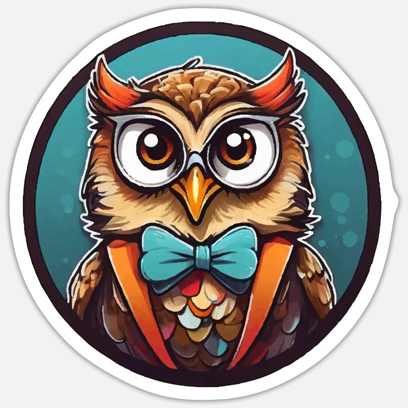 Bande dessinée Funny Owl - Sticker taille S (10 x 10 cm) - blanc mat