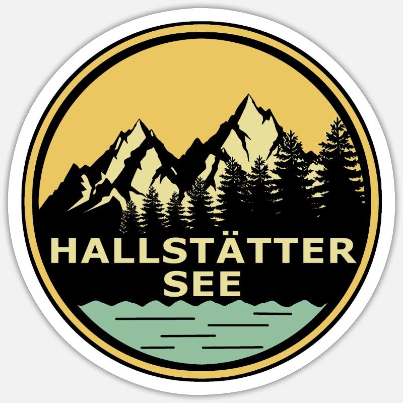 Lac de Hallstatt - Sticker taille S (10 x 10 cm) - blanc mat