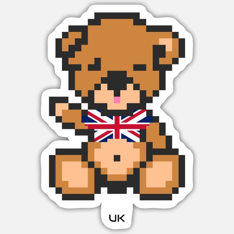 Pixel Bear UK - Sticker taille S (10 x 10 cm) - blanc mat