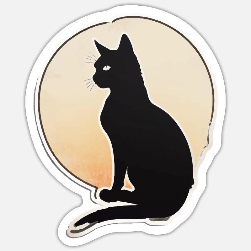 Silhouette de chat - Sticker taille S (10 x 10 cm) - blanc mat