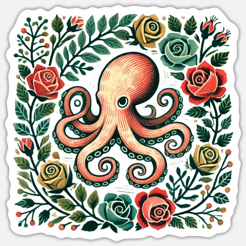 Octopus - Sticker size S (10 x 10 cm) - white matte