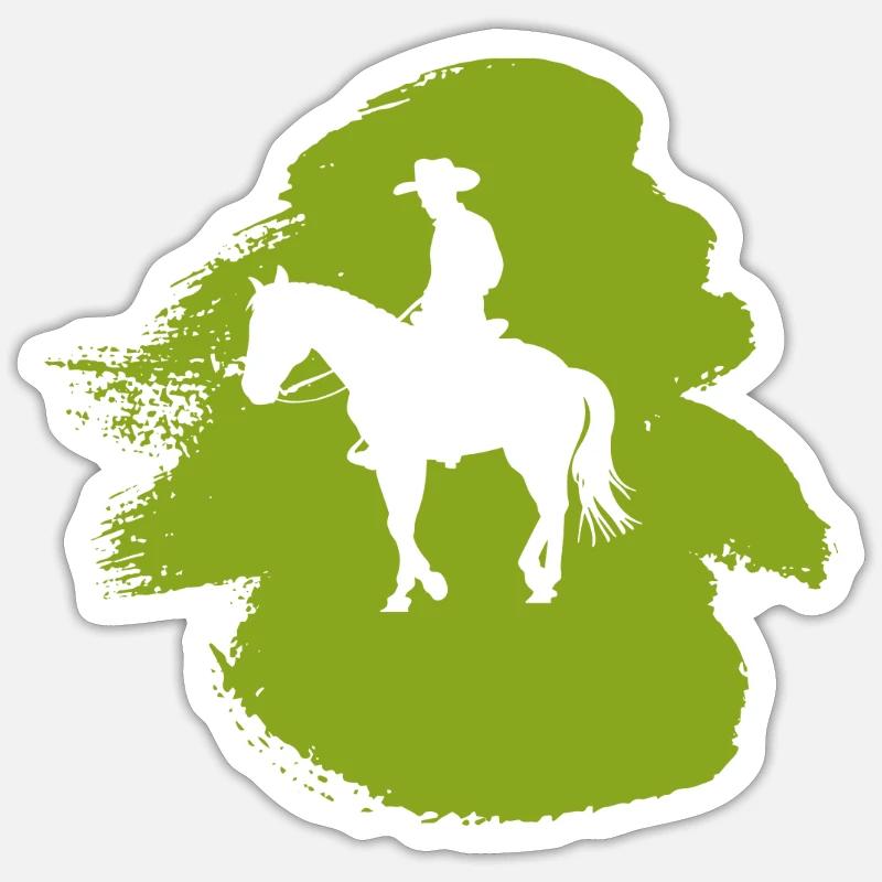 Cavalier de cow-boy - Sticker taille S (10 x 10 cm) - blanc mat