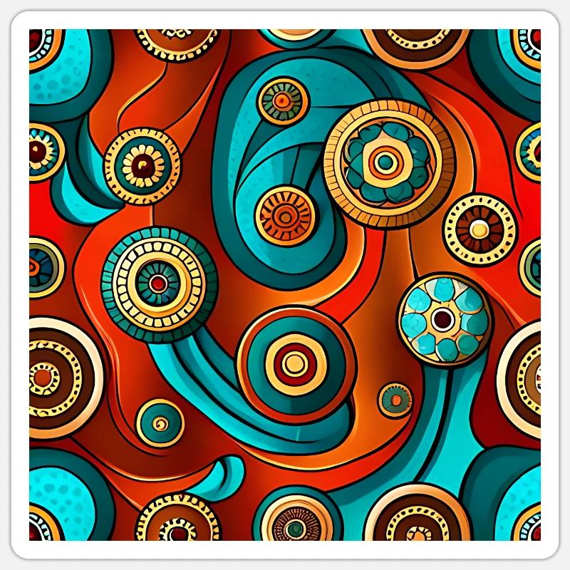 Modern Ajrakh Seamless Pattern - Sticker size S (10 x 10 cm) - white matte