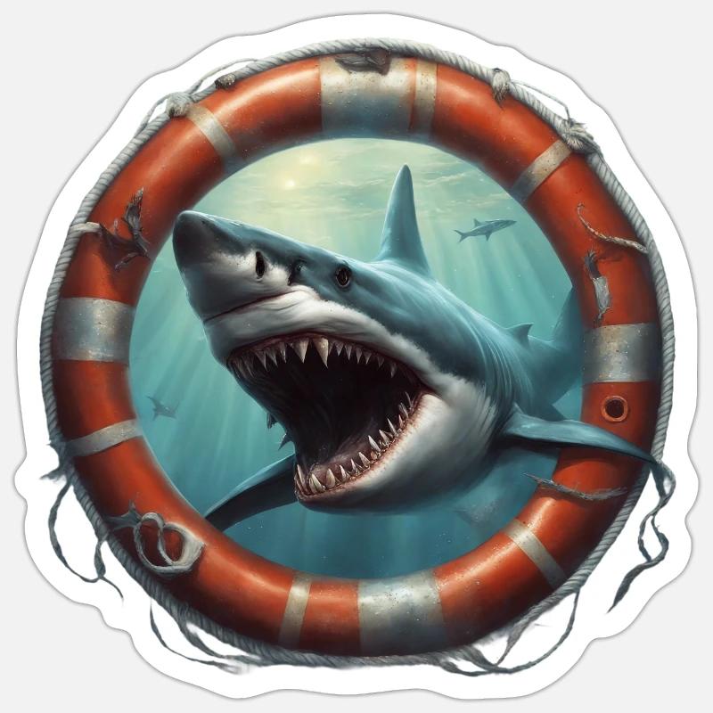 White Shark - Sticker Größe S (10 x 10 cm) - Mattweiß