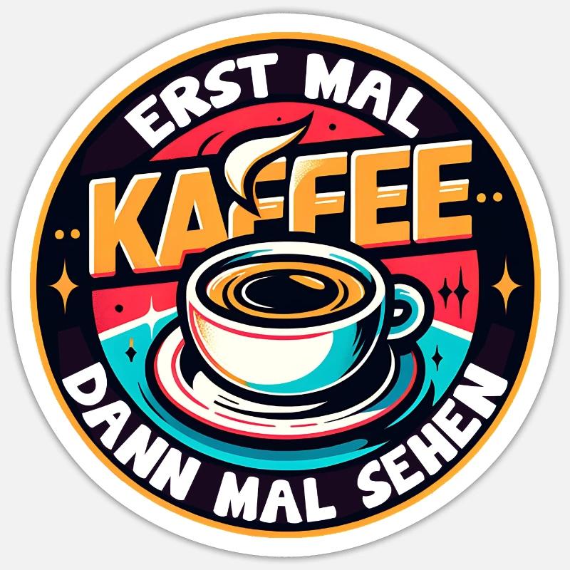 Erst mal Kaffee - dann mal sehen Kaffeemotiv - Sticker Größe S (10 x 10 cm) - Mattweiß