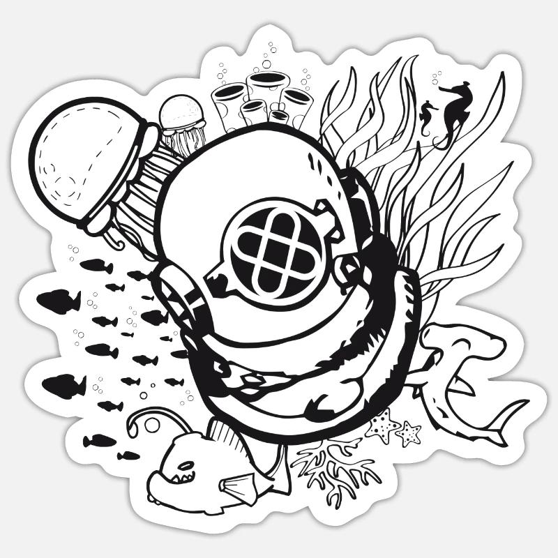 underwater explorer - Sticker size S (10 x 10 cm) - white matte