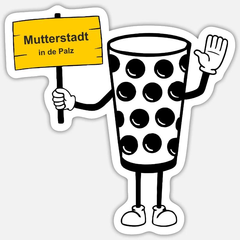 Dubbeglas mit Schild Mutterstadt Sticker Größe S (10 x 10 cm)