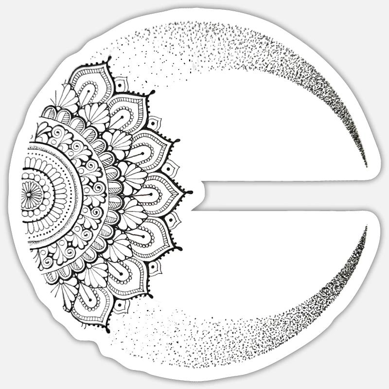 Moon mandala - Sticker Größe S (10 x 10 cm) - Mattweiß