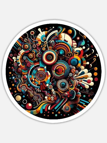 Afro Style Musik Kunst, Explosion der Farben - Sticker Größe S (10 x 10 cm) - Mattweiß