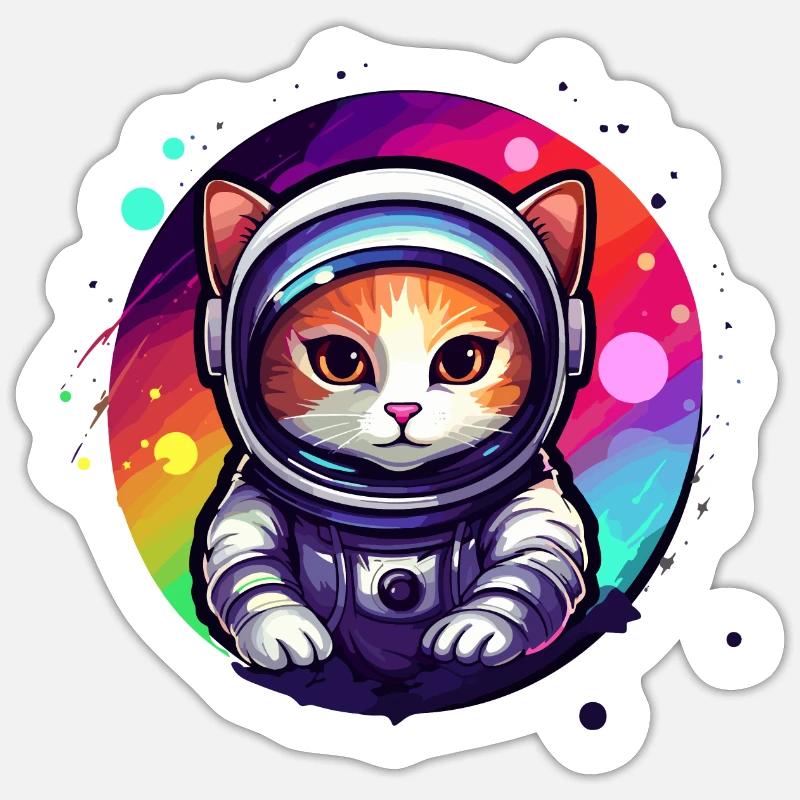Chat de l’espace - Style abstrait Sticker taille S (10 x 10 cm)
