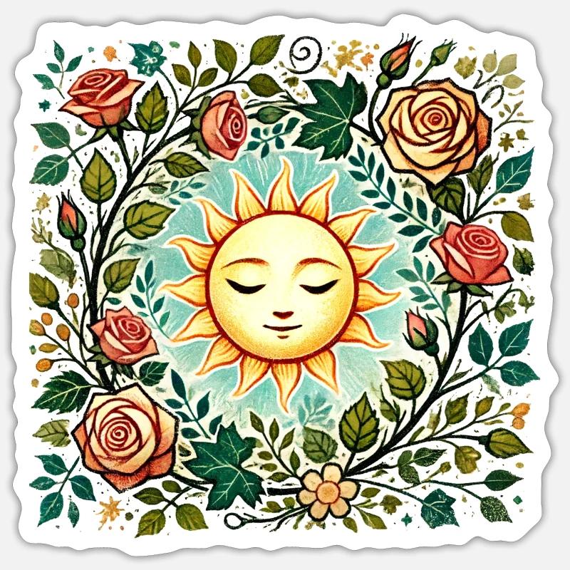 Rose Soleil - Sticker taille S (10 x 10 cm) - blanc mat