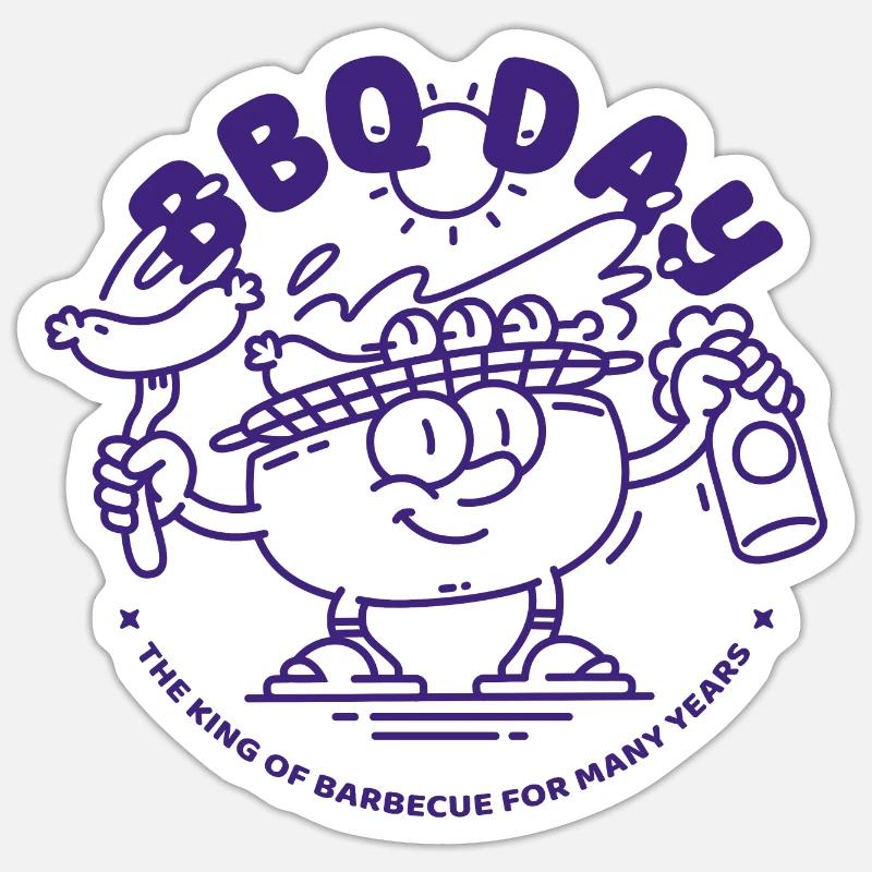 BBQ DAY - Sticker taille S (10 x 10 cm) - blanc mat
