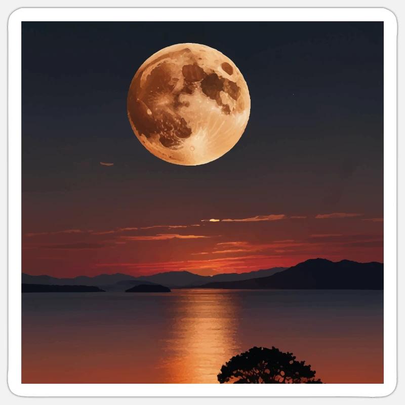 Paysage Coucher De Soleil - Sticker taille S (10 x 10 cm) - blanc mat