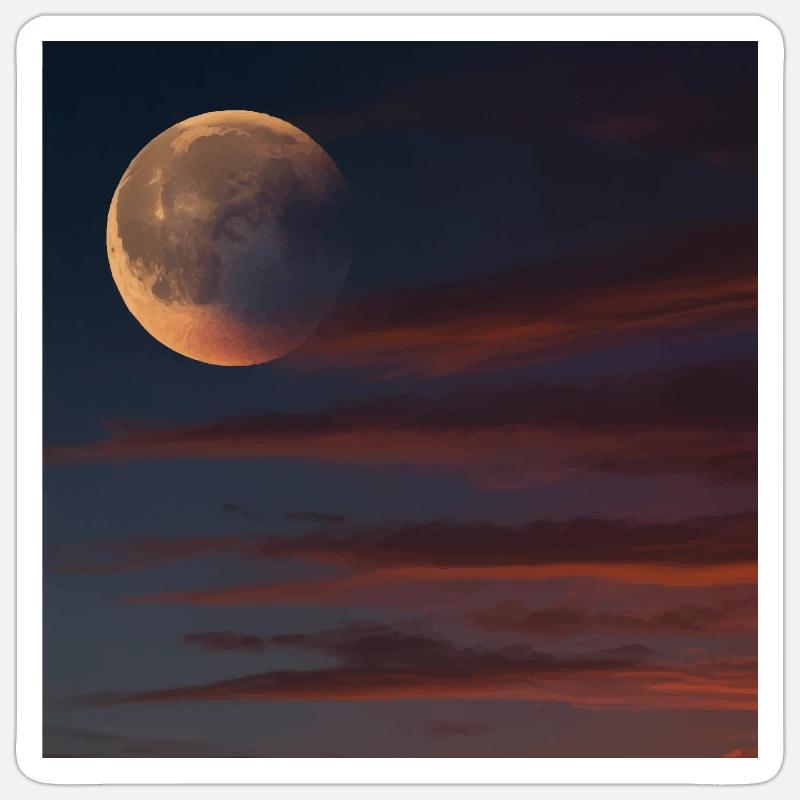 Paysage Coucher De Soleil - Sticker taille S (10 x 10 cm) - blanc mat