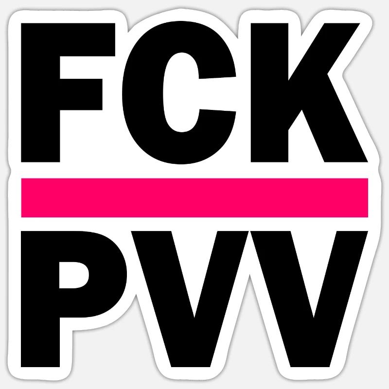 Fck pvv - Sticker Größe S (10 x 10 cm) - Mattweiß
