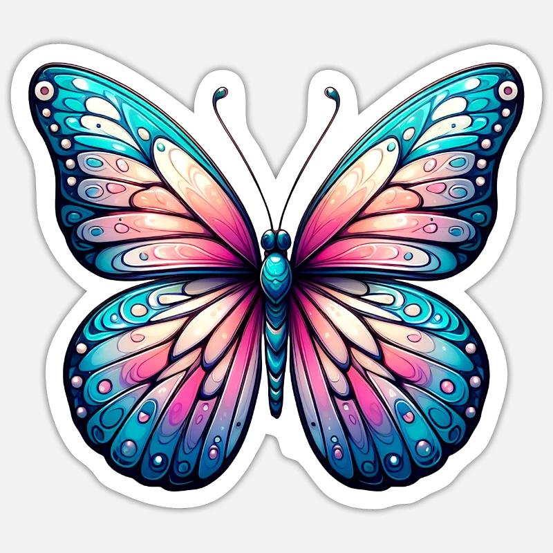 Papillon Magnifique - Élégance Envolée - Sticker taille S (10 x 10 cm) - blanc mat