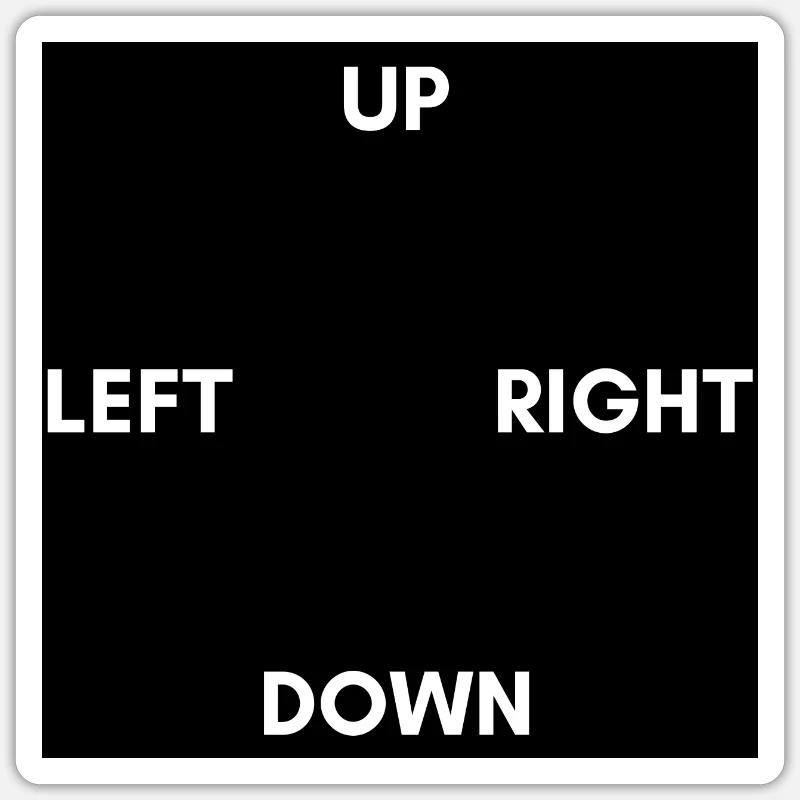 Up Left Down Right Schwarz Sticker Größe S (10 x 10 cm)