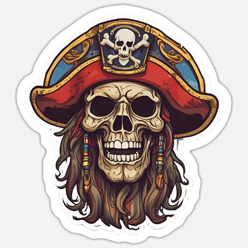 LOGO PIRATE 2 - Sticker taille S (10 x 10 cm) - blanc mat
