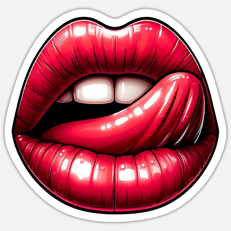 Lips-Tongues - Expressive Language - Sticker size S (10 x 10 cm) - white matte