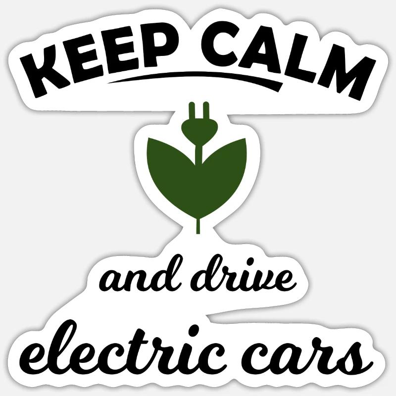 Les voitures électriques - Sticker taille S (10 x 10 cm) - blanc mat